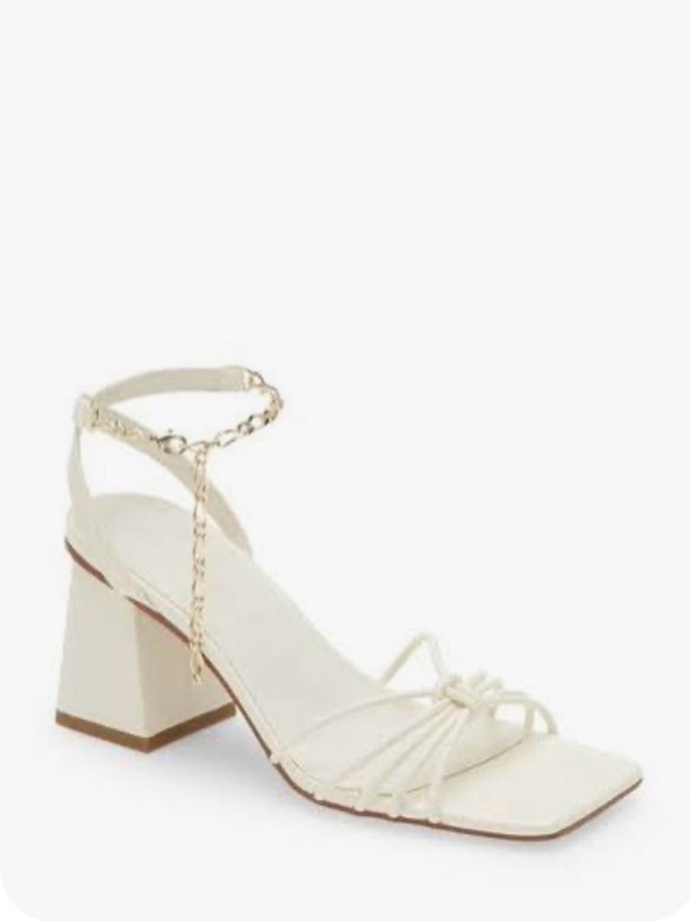 💕 Clarissa White Strappy Square-Toe Women's Sandals Silver chain 7 by Open Edit